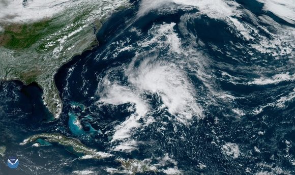 La tormenta subtropical Andrea en el Atlántico noroccidental el 20 de mayo de 2019. Imagen: NOAA