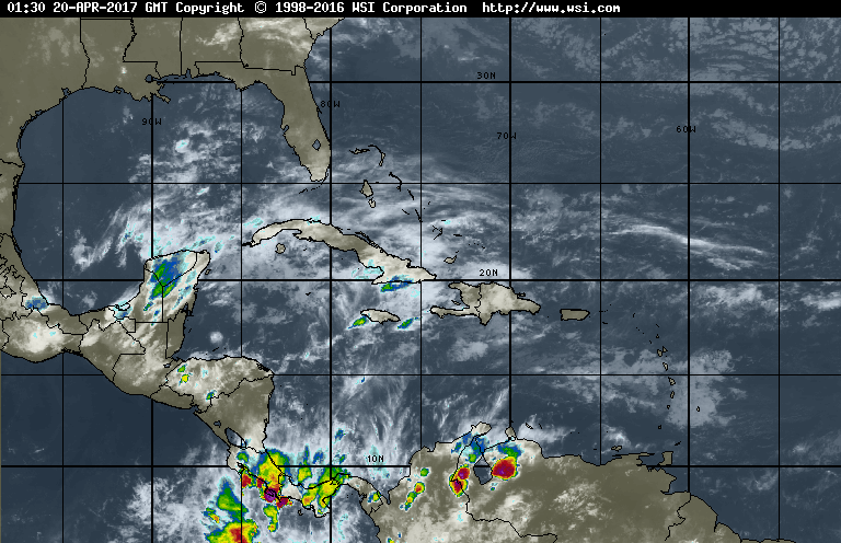 Mapa que muestra depresión subtropical Uno sobre Cuba