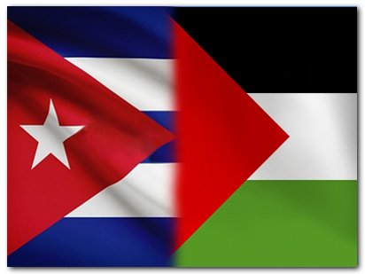 Banderas cubana y palestina