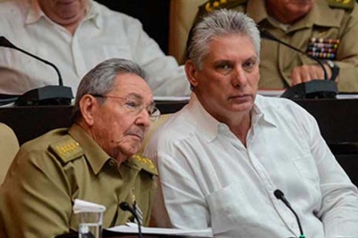 Raúl Castro; y el presidente Miguel Díaz-Canel
