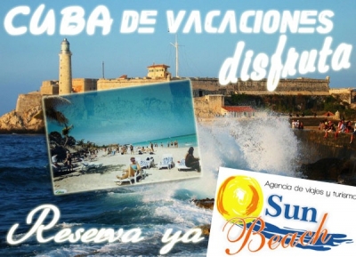 Banner alegórico al turismo en Cuba