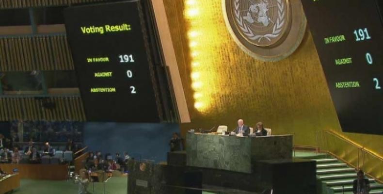 Votación del año 2016 en la ONU