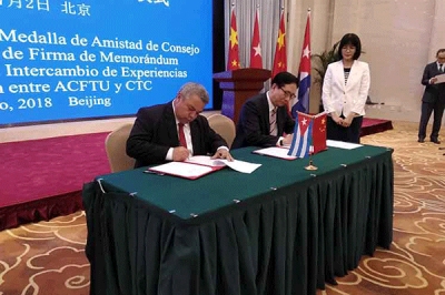 Firma de memorando de entendimiento entre Cuba y China