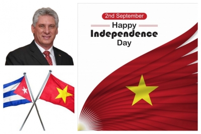 Banner alegórico a la independencia de Vietnam