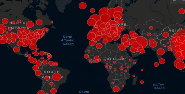Mapa sobre la expansión mundial del coronavirus