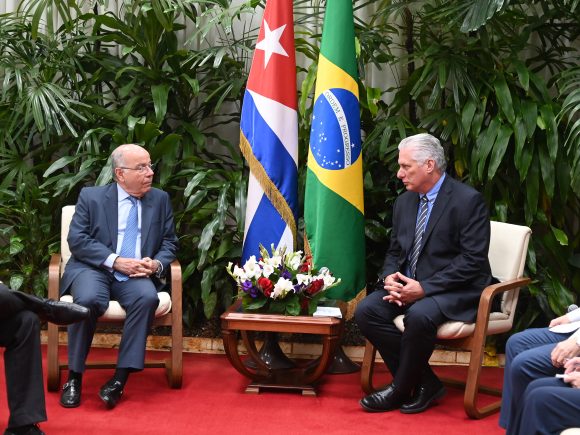 Recibe presidente Miguel Díaz-Canel Bermúdez a Mauro Vieira, ministro de Relaciones Exteriores de la República de Brasil. Foto: Estudios Revolución