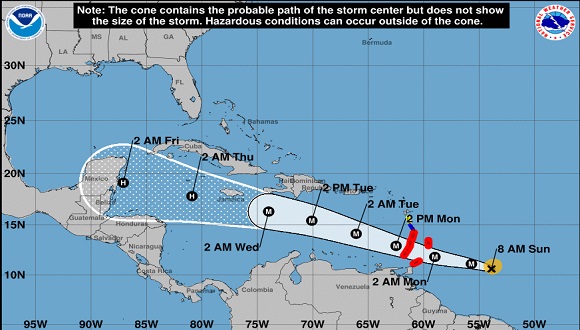 El Huracán debe llegar al Caribe este lunes. Foto: NOAA.