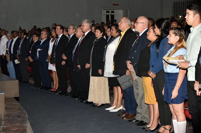Díaz-Canel junto a varios ministros en la apertura de Pedagogía 2019