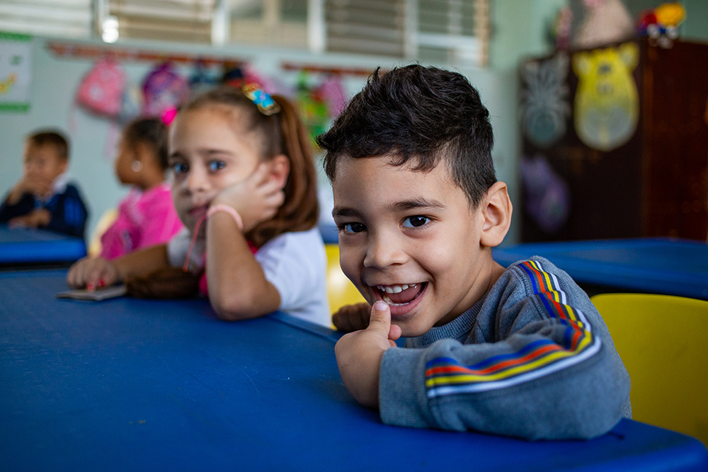 Niños en la escuela especial Solidaridad con Panamá