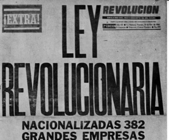 Nacionalizaciones cubanas en el diario Revolución
