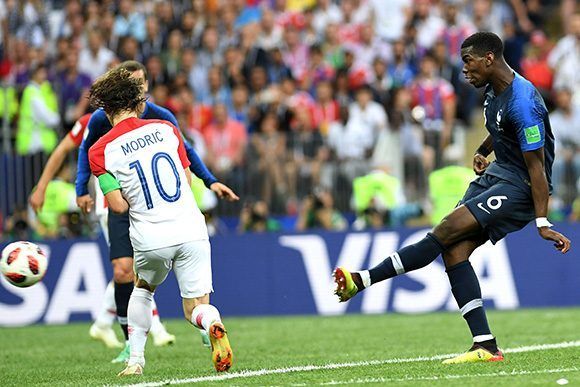 Paul Pogba anota el tercer gol de Francia. Foto: Getty Images.