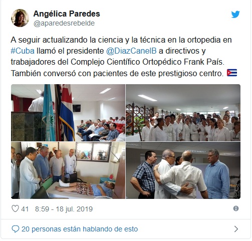 Visita presidente cubano Complejo Científico Ortopédico Frank País
