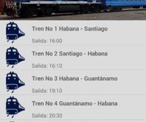 captura de pantalla de la aplicación móvil sobre el servicio de trenes nacionales