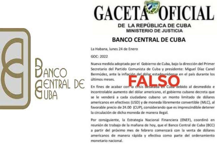 Banco Central de Cuba desmiente supuesta venta de divisas