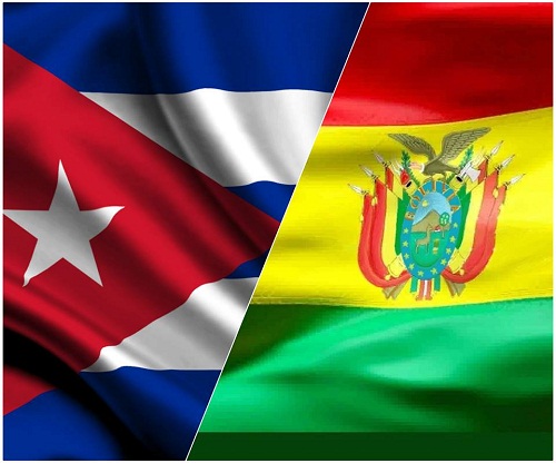 Banderas de  Cuba y Bolivia