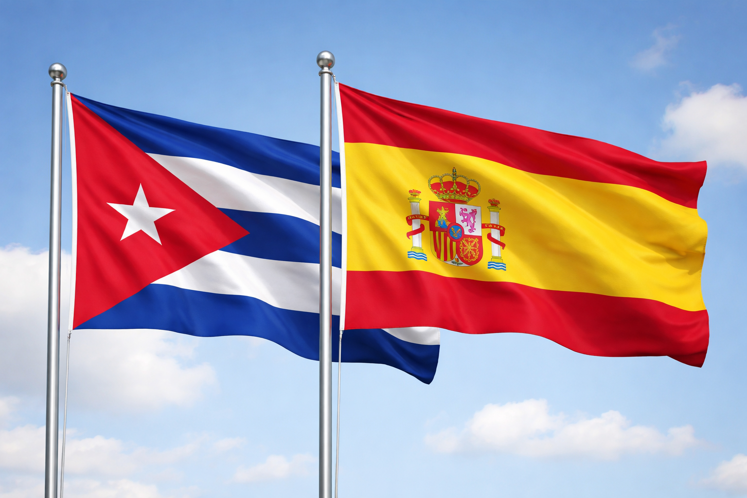 banderas de Cuba y España