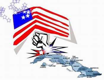 Imagen alegórica al bloqueo contra Cuba