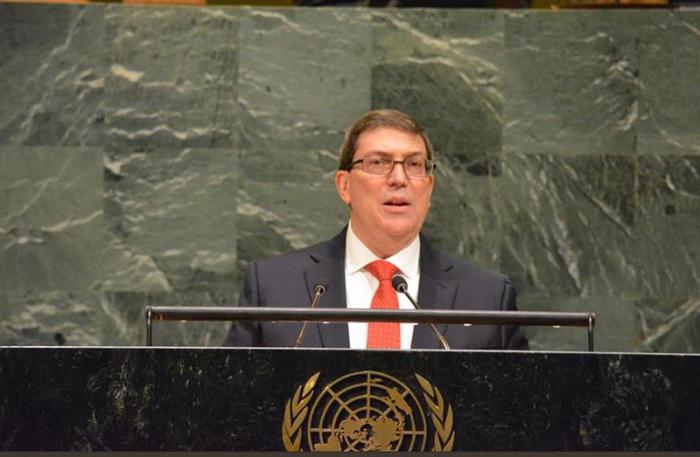 Bruno Rodríguez da lectura al Informe contra el bloqueo en la ONU.