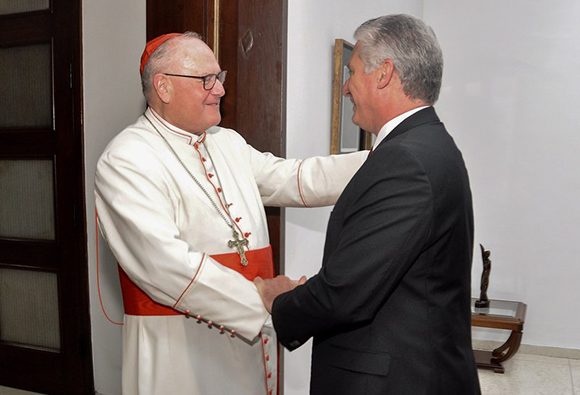Presidente cubano recibe al arzobispo de Nueva York, cardenal Timothy Dolan