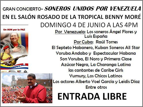 Banner alegórico a Gran concierto Soneros unidos por Venezuela-Un son por la paz