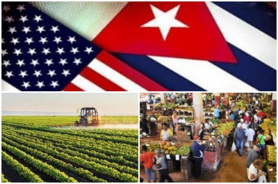 Imagen alegórica al comerio agrícola con Cuba.