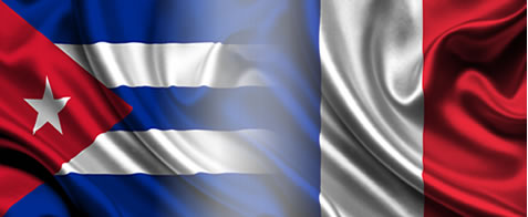Banderas de Cuba y Francia