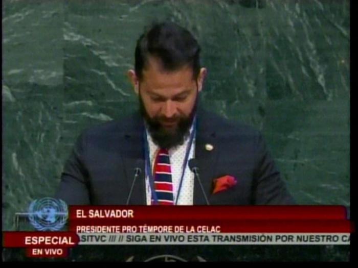 Representante de El Salvador en la ONU se pronuncia en contra del bloqueo contra Cuba.