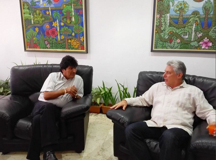 Presidente de Bolivia, Evo Morales junto a Miguel Díaz Canel