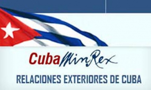 Banner alegórico al Ministerio de Relaciones Exteriores de Cuba