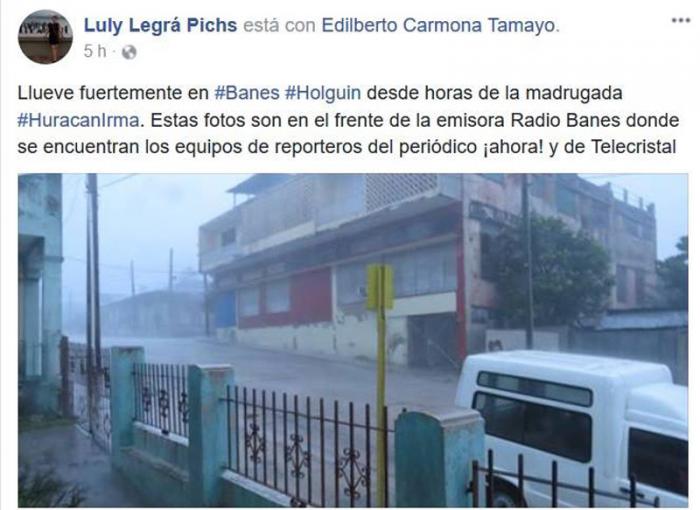 Reporte en TW periodista holguinera Lourdes Legrá