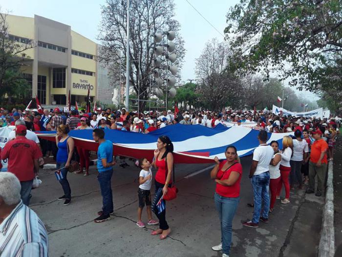 Marcha obrera en Bayamo