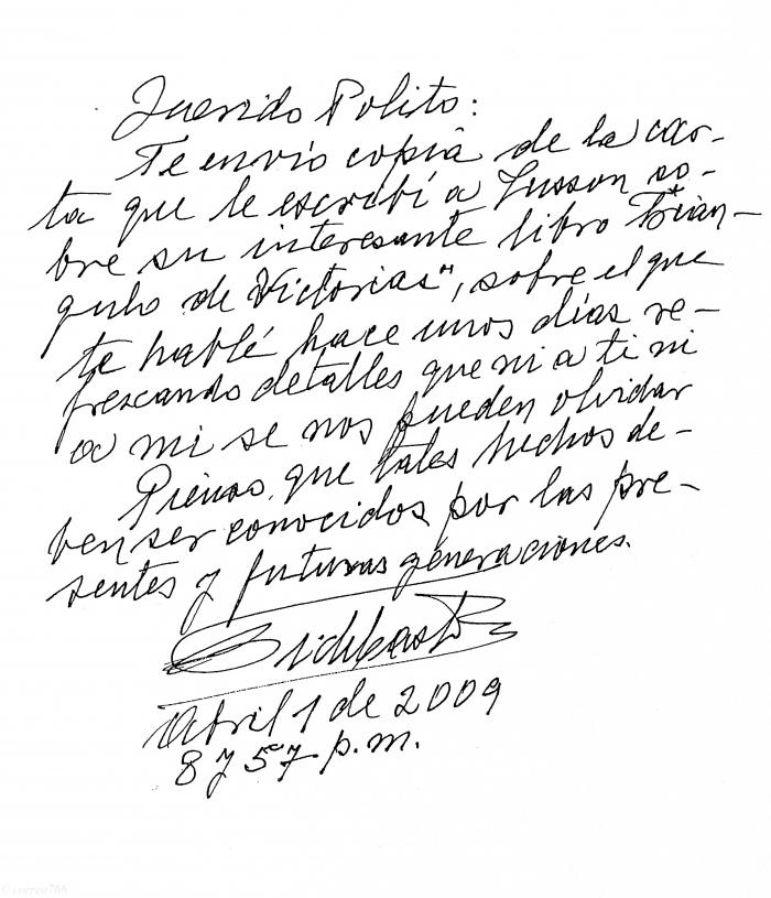 Carta de Fidel / Foto: Archivo de Granma