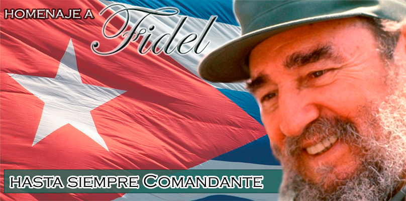 Imagen de Fidel con la bandera cubana