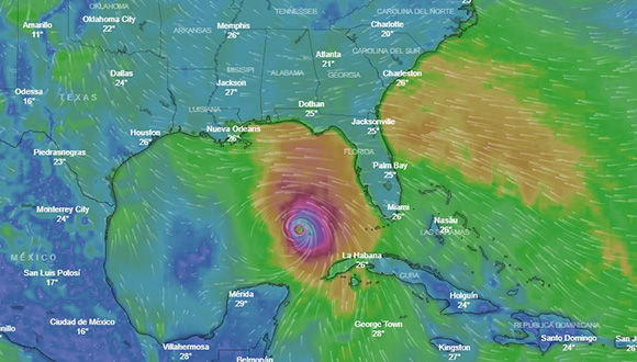 Posición actual del huracán Michael. Foto: Windy