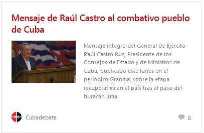 Mensaje de Raúl Castro al combativo pueblo de Cuba 
