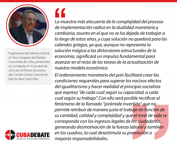 planteamiento de Raúl Castro sobre la unificación monetaria