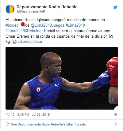 El cubano Roniel Iglesias aseguró medalla de bronce
