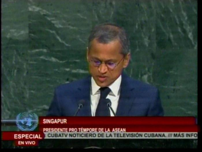 Representante de Singapur en la ONU se pronuncia en contra del bloqueo contra Cuba.