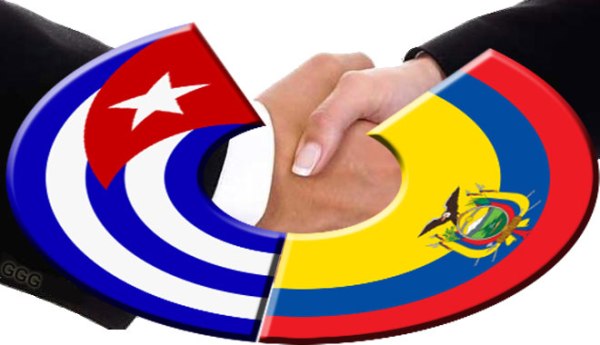 Imagen alegórica a las relaciones Cuba-Ecuador