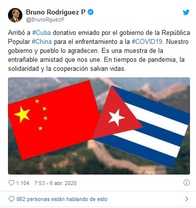 Arribó a #Cuba donativo enviado por el gobierno de la República Popular #China para el enfrentamiento a la #COVID19. 