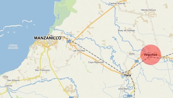 Localización de Veguitas. Mapa: Windy.