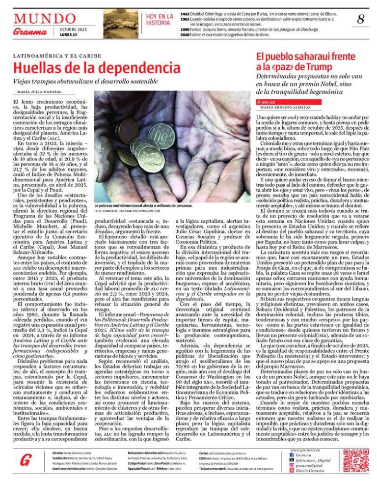 Periódico Granma, lunes 27 de octubre de 2025 Periódico Granma, lunes 27 de octubre de 2025