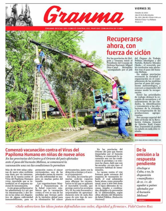 Periódico Granma, viernes 31 de octubre de 2025 Periódico Granma, viernes 31 de octubre de 2025